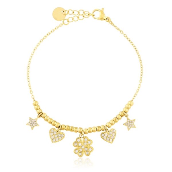 Brățară din oțel chirurgical model inima, stea, trifoi, Naiara®