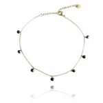 Brățară elegantă din oțel inoxidabil placat cu aur 14K – model minimalist cu mărgele negre, lungime 22 cm, Naiara®