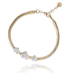 Brățară elegantă placată cu aur 14K – design sofisticat cu inimioare și zirconii strălucitoare, lungime 17.5 cm, Naiara®