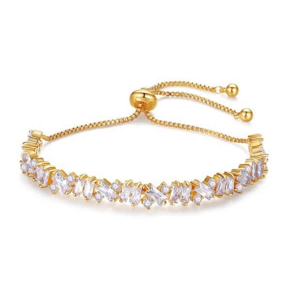 Brățară elegantă placată cu aur 14K – model ajustabil cu zirconii strălucitoare, lungime 17 cm, Naiara®