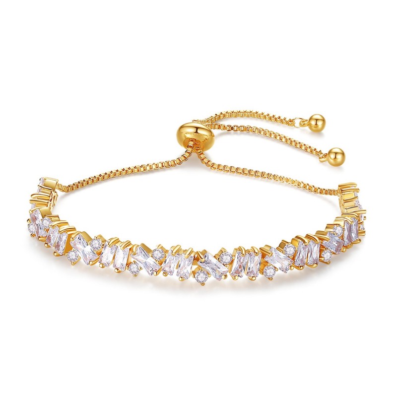 Brățară elegantă placată cu aur 14K – model ajustabil cu zirconii strălucitoare, lungime 17 cm, Naiara®1 Brățară elegantă placată cu aur 14K – model ajustabil cu zirconii strălucitoare, lungime 17 cm, Naiara®