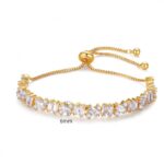 Brățară elegantă placată cu aur 14K – model ajustabil cu zirconii strălucitoare, lungime 17 cm, Naiara®
