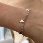 Brățară fină din oțel inoxidabil placat cu aur 14K – model delicat cu steluțe, lungime 17 cm, Naiara®