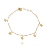 Brățară fină din oțel inoxidabil placat cu aur 14K – model delicat cu steluțe, lungime 17 cm, Naiara®