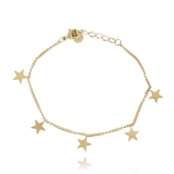 Brățară fină din oțel inoxidabil placat cu aur 14K – model delicat cu steluțe, lungime 17 cm, Naiara®