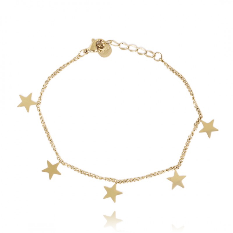 Brățară fină din oțel inoxidabil placat cu aur 14K – model delicat cu steluțe, lungime 17 cm, Naiara®1 Brățară fină din oțel inoxidabil placat cu aur 14K – model delicat cu steluțe, lungime 17 cm, Naiara®