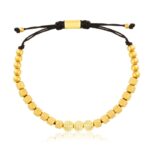 Brățară reglabilă din oțel chirurgical aurit, design modern cu mărgele texturate și cristale, Naiara®