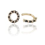 Cercei delicați aurii cu pietre negre și zirconii – eleganță și rafinament, Naiara®