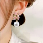 Cercei eleganți cu fundiță roz și perla, Naiara®