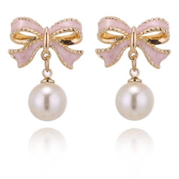 Cercei eleganți cu fundiță roz și perla, Naiara®
