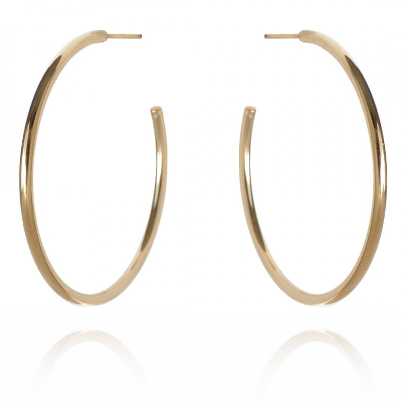 Cercei eleganți din oțel chirurgical placat cu aur 14K – rotunzi, dimensiune 4 x 4 cm, Naiara® Cercei eleganți din oțel chirurgical placat cu aur 14K – rotunzi, dimensiune 4 x 4 cm, Naiara®