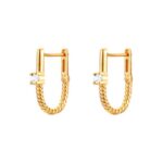 Cercei eleganți placati cu aur 14K, impletiti, cu cristal, Naiara®