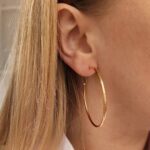 Cercei eleganți placati cu aur 14K – cercuri clasice și rafinate, dimensiune 4.4 cm, Naiara®