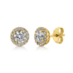 Cercei eleganți placati cu aur 14K – design clasic cu cristale strălucitoare, dimensiune 0.6 x 0.6 cm, Naiara®