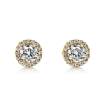 Cercei eleganți placati cu aur 14K – design clasic cu cristale strălucitoare, dimensiune 0.6 x 0.6 cm, Naiara®