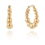 Cercei eleganți placati cu aur 14K – design modern cu bile aurii, 2 x 2.5 cm, Naiara®