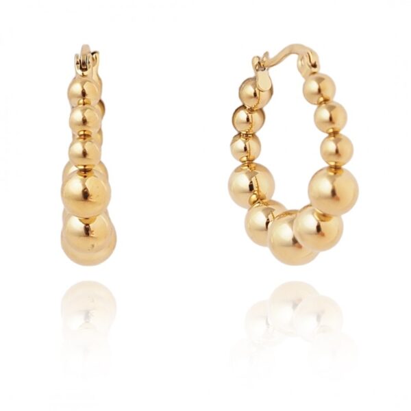 Cercei eleganți placati cu aur 14K – design modern cu bile aurii, 2 x 2.5 cm, Naiara®