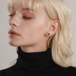 Cercei eleganți placati cu aur 14K – inimă neagră sofisticată pentru un look rafinat, 0.7 x 0.7 cm, Naiara®