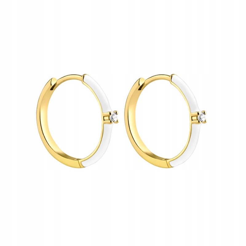 Cercei eleganți placati cu aur 14K – model cerc bicolor cu zirconiu strălucitor, dimensiune 2.3 x 0.3 cm, Naiara® Cercei eleganți placati cu aur 14K – model cerc bicolor cu zirconiu strălucitor, dimensiune 2.3 x 0.3 cm, Naiara®