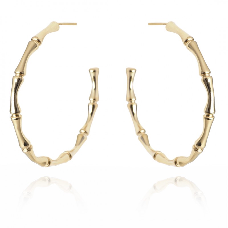 Cercei eleganți placati cu aur 14K – model cerc cu design texturat, dimensiune 3.5 x 3.5 cm, Naiara® Cercei eleganți placati cu aur 14K – model cerc cu design texturat, dimensiune 3.5 x 3.5 cm, Naiara®