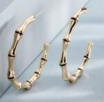 Cercei eleganți placati cu aur 14K – model cerc cu design texturat, dimensiune 3.5 x 3.5 cm, Naiara®