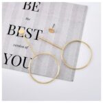 Cercei lungi aurii cu cercuri, prindere tip știft – design minimalist și elegant, 8 x 4 cm, Naiara®