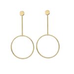Cercei lungi aurii cu cercuri, prindere tip știft – design minimalist și elegant, 8 x 4 cm, Naiara®