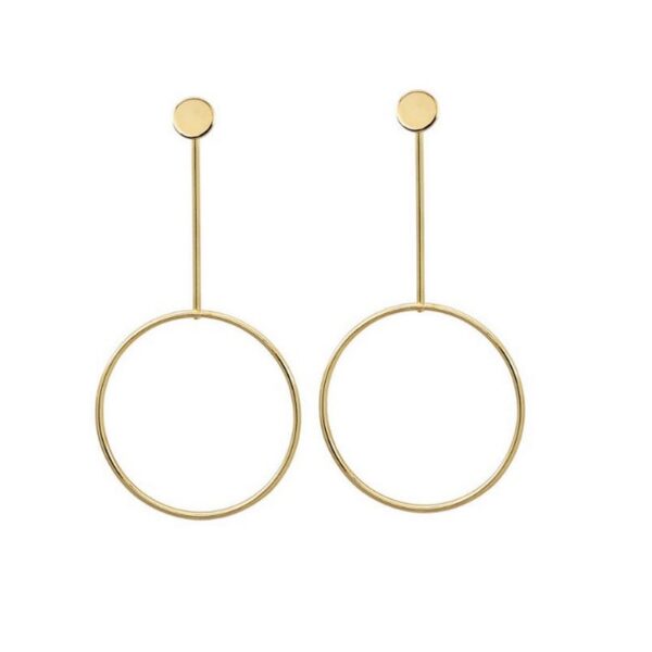 Cercei lungi aurii cu cercuri, prindere tip știft – design minimalist și elegant, 8 x 4 cm, Naiara®