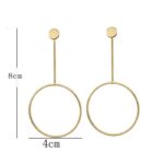 Cercei lungi aurii cu cercuri, prindere tip știft – design minimalist și elegant, 8 x 4 cm, Naiara®
