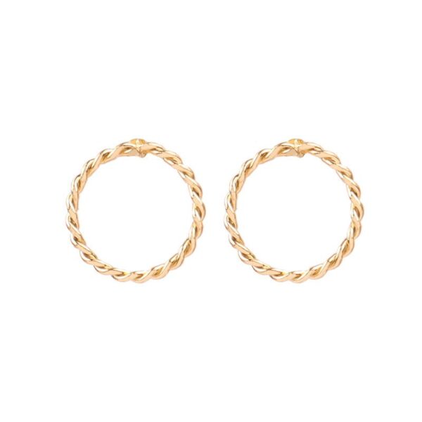 Cercei rotunzi aurii cu design răsucit, diametru 1 cm, Naiara®