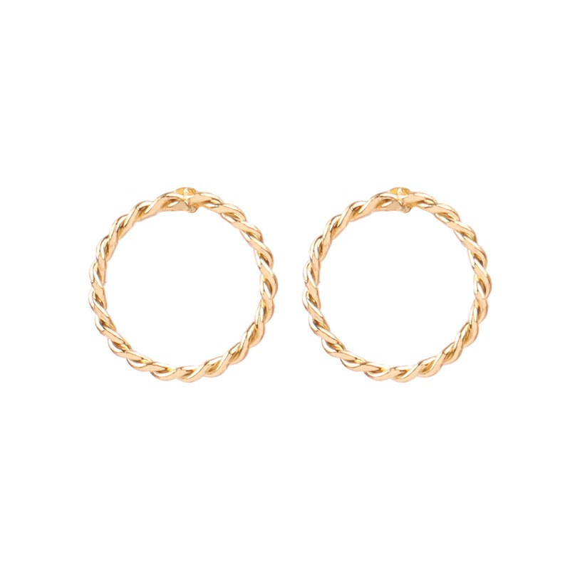 Cercei rotunzi aurii cu design răsucit, diametru 1 cm, Naiara®2 Cercei rotunzi aurii cu design răsucit, diametru 1 cm, Naiara®