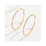 Cercei rotunzi aurii cu pietre strălucitoare și zirconii, dimensiune 8 x 8 cm, Naiara®