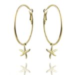 Cercei rotunzi din oțel inoxidabil placat cu aur 14K – model cu stea de mare, Naiara®