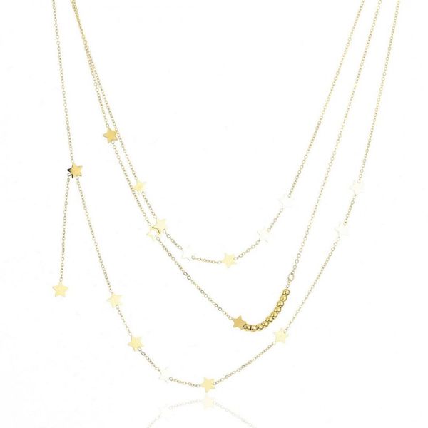 Colier din oțel inoxidabil placat cu aur 14K – model cu stea, lungime 39 cm, Naiara®
