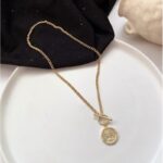 Colier auriu cu pandantiv monedă vintage, lungime 48 cm, Naiara®