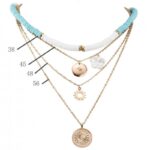 Colier cu 4 lantisoare aurii cu mărgele turcoaz, Naiara®