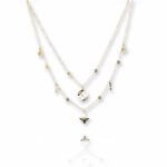 Colier elegant din oțel inoxidabil placat cu aur 14K – design stratificat, lantisoare de 38 si 43 cm, model rafinat, Naiara®