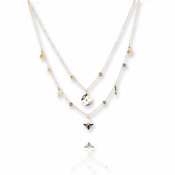 Colier elegant din oțel inoxidabil placat cu aur 14K – design stratificat, lantisoare de 38 si 43 cm, model rafinat, Naiara®