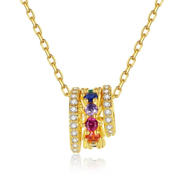 Colier elegant placat cu aur 14K – pandantiv rotativ cu cristale colorate, lungime 40 cm, Naiara®