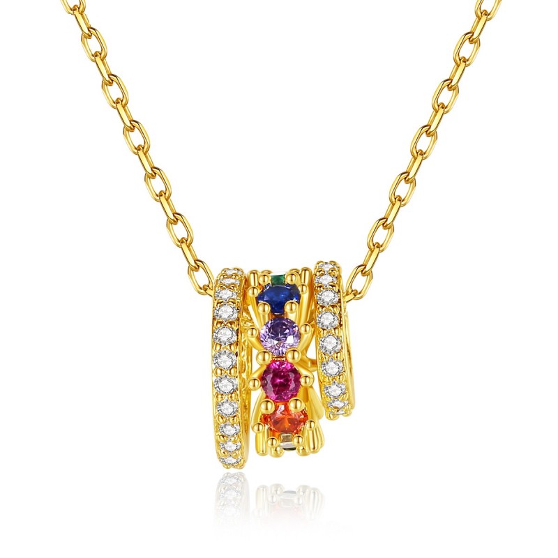 Colier elegant placat cu aur 14K – pandantiv rotativ cu cristale colorate, lungime 40 cm, Naiara®3 Colier elegant placat cu aur 14K – pandantiv rotativ cu cristale colorate, lungime 40 cm, Naiara®