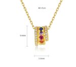 Colier elegant placat cu aur 14K – pandantiv rotativ cu cristale colorate, lungime 40 cm, Naiara®