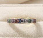 Inel auriu cu cristale multicolore, latime 3 mm, marime 7, Naiara® - imagine 2
