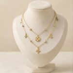 Colier elegant din oțel inoxidabil placat cu aur 14K – design stratificat, lantisoare de 38 si 43 cm, model rafinat, Naiara®