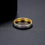 Inel auriu cu cristale multicolore, latime 3 mm, marime 52, Naiara®