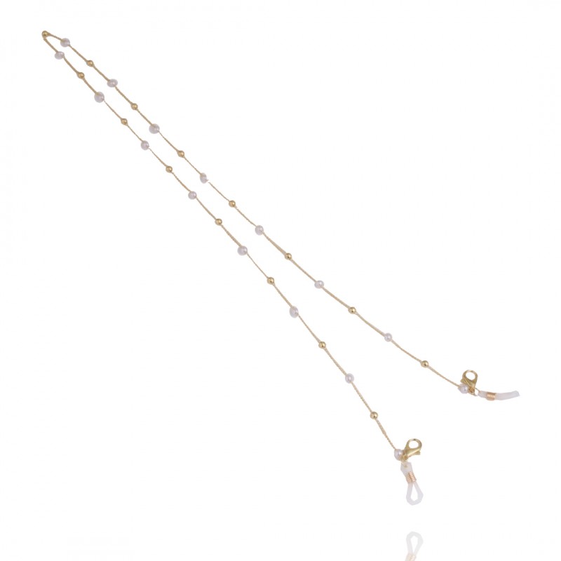 Lanț pentru ochelari cu perle și detalii aurii, lungime 71 cm, Naiara® Lanț pentru ochelari cu perle și detalii aurii, lungime 71 cm, Naiara®