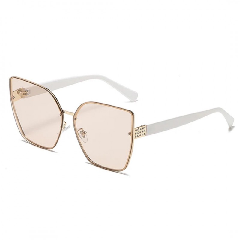 Ochelari de soare stilizati cu lentile maro și ramă albă, Naiara® Ochelari de soare stilizati cu lentile maro și ramă albă, Naiara®