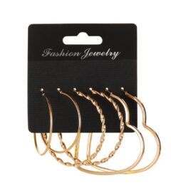 Set 3 perechi de cercei aurii tip hoop – design clasic, răsucit și ondulat pentru orice ocazie, Naiara®