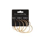 Set 3 perechi de cercei aurii tip hoop – design clasic, răsucit și ondulat pentru orice ocazie, Naiara®