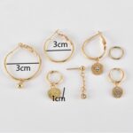 Set 7 cercei aurii tip hoop cu pandantive și pietre strălucitoare, Naiara®