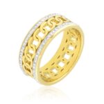 Verighetă din oțel chirurgical aurit, design elegant cu lanț decupat și cristale strălucitoare, Naiara®